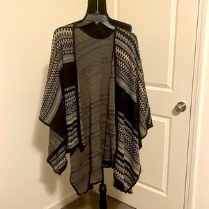 NWT Aztec Navy Over the Shoulder Shawl NWT